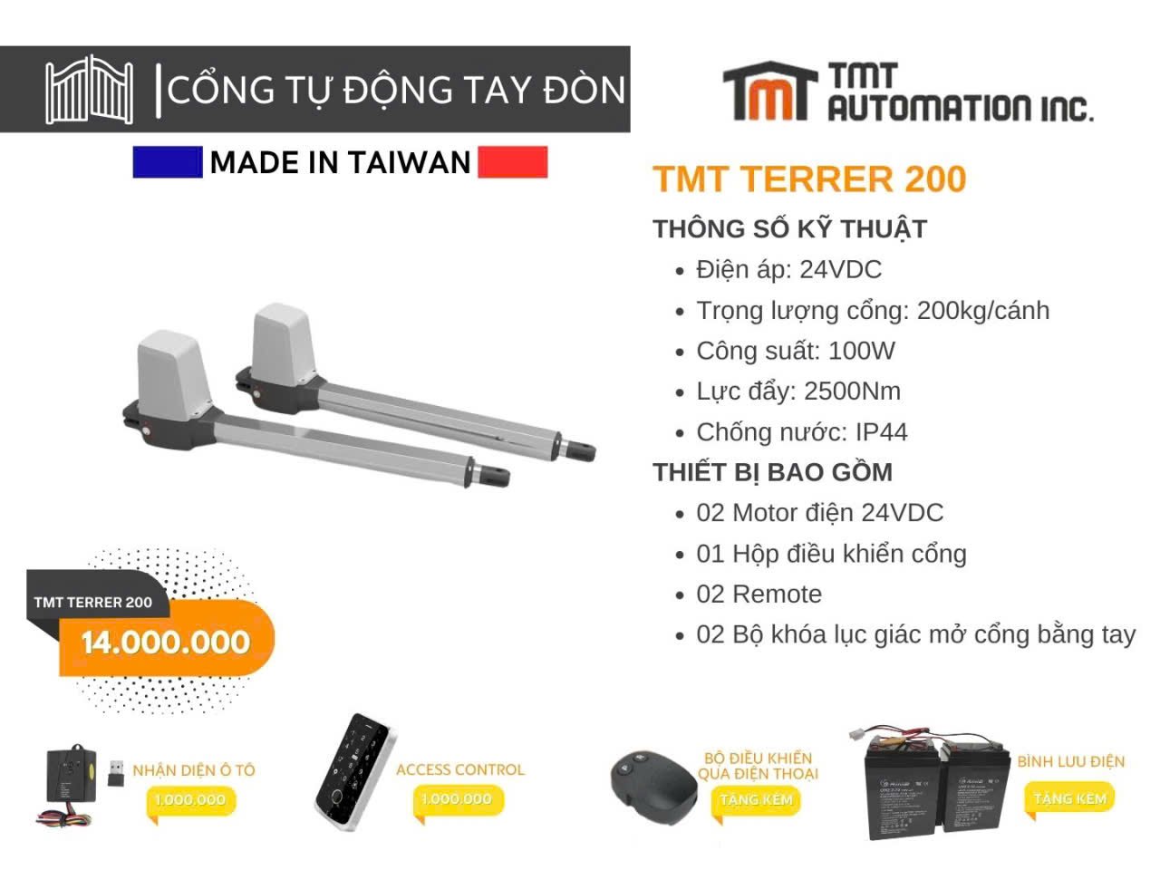 CỔNG TỰ ĐỘNG TAY ĐÒN TMT TERRER 200